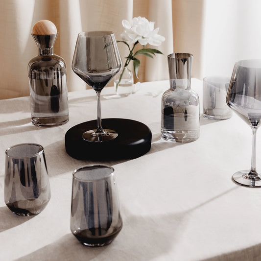 Angled Wine Glass 4- Pack Set, Smoke Finish
