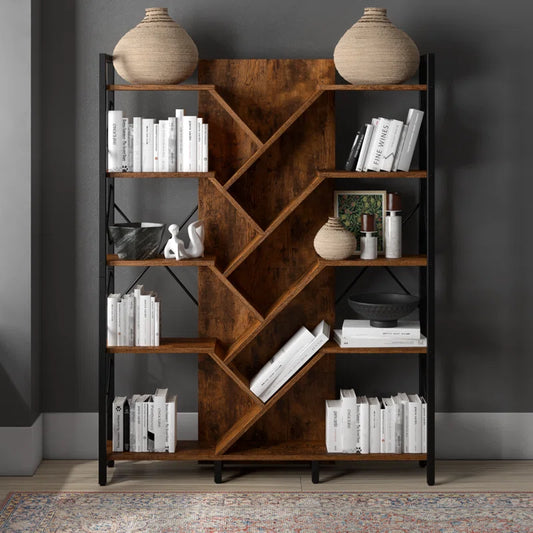 70"H X 55"W Display Shelves Wood Etagere Bookcase