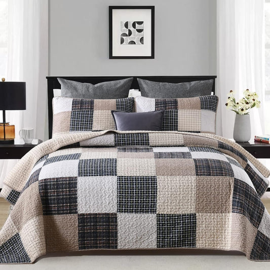 100% Cotton King Size Quilt 3-Piece Bedding Set