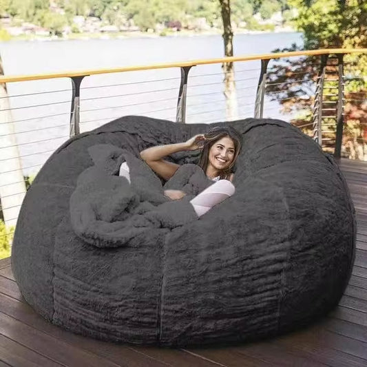 7-Foot Bean Bag Chair with Furry Fur Cover