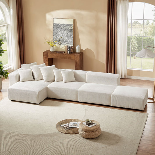 Modern 4-Piece Set L-Shaped Sofa 4-Piece Set with Reversible Chaise